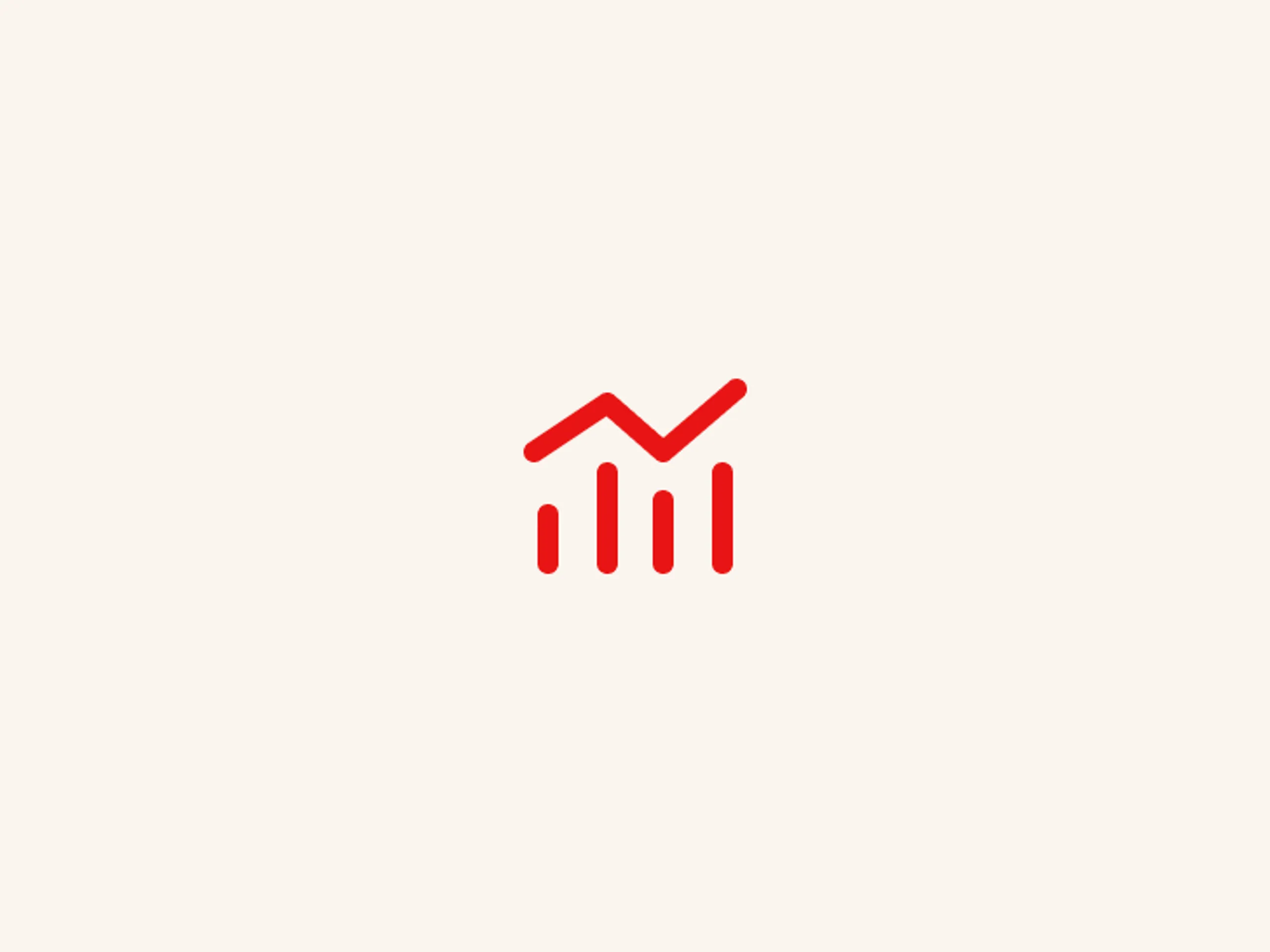 A simple red line graph icon with four vertical bars, the line connecting the tops of the bars, on a plain, light background.
