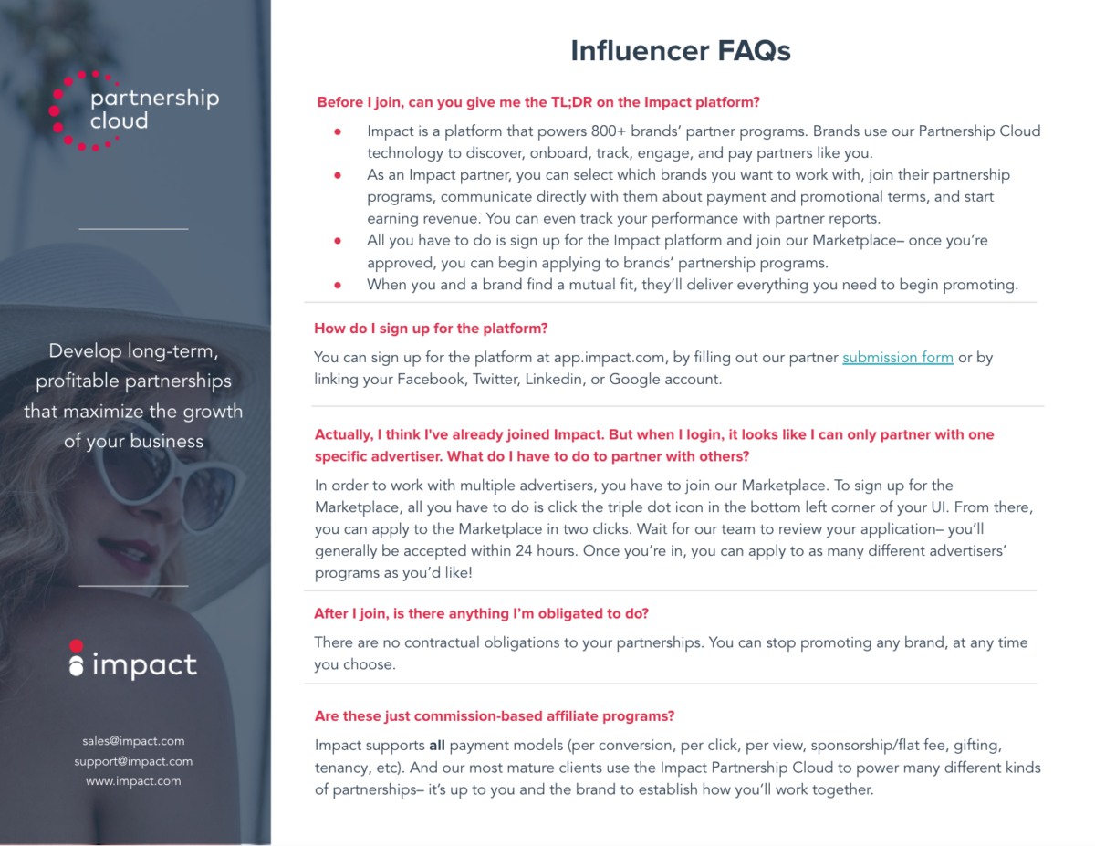 Influencer FAQ | Impact