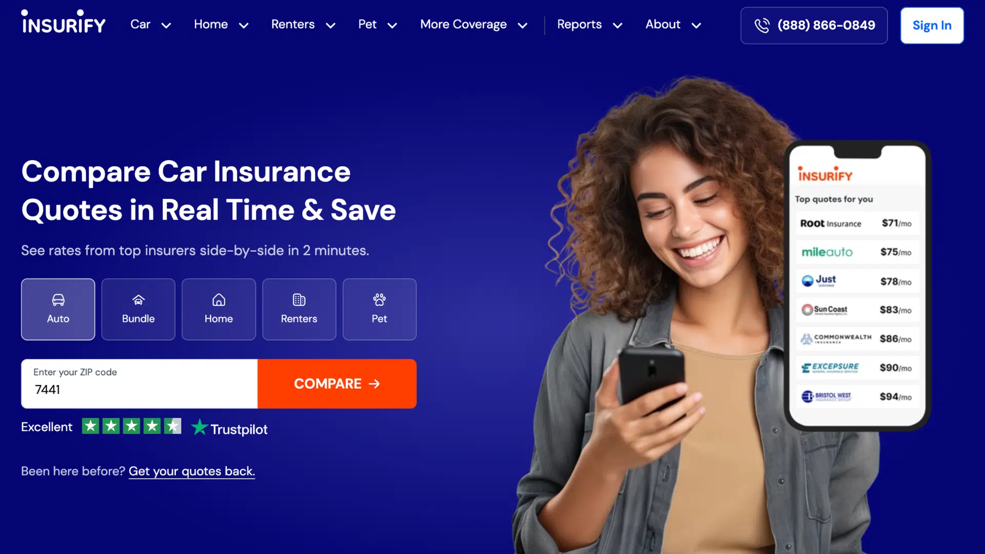 Comparison site partner Insurify