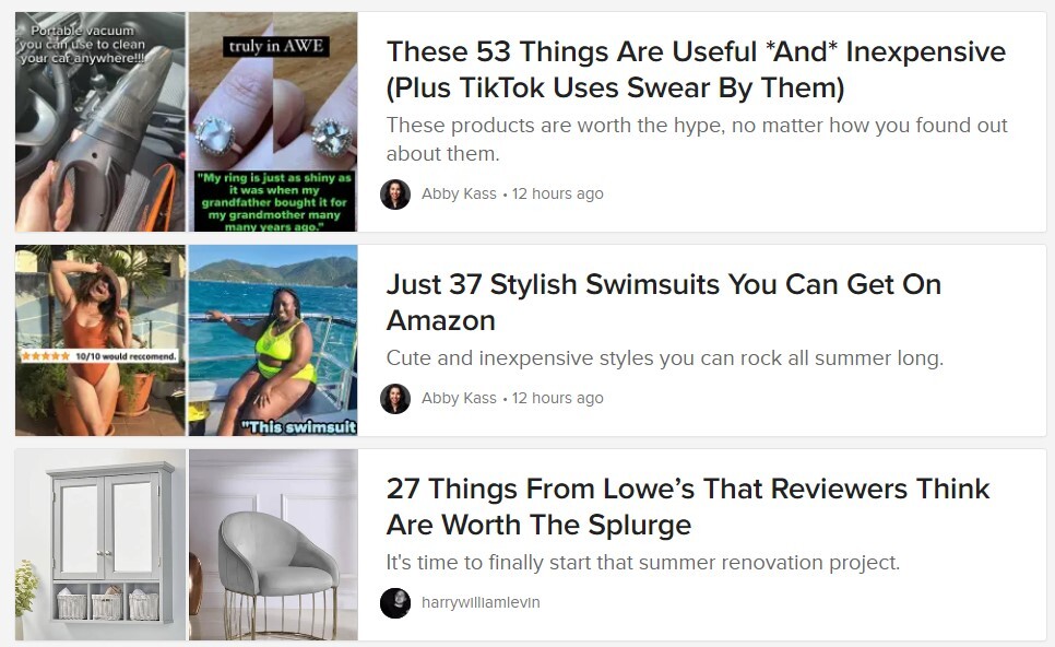 Commerce Content Listicle Example