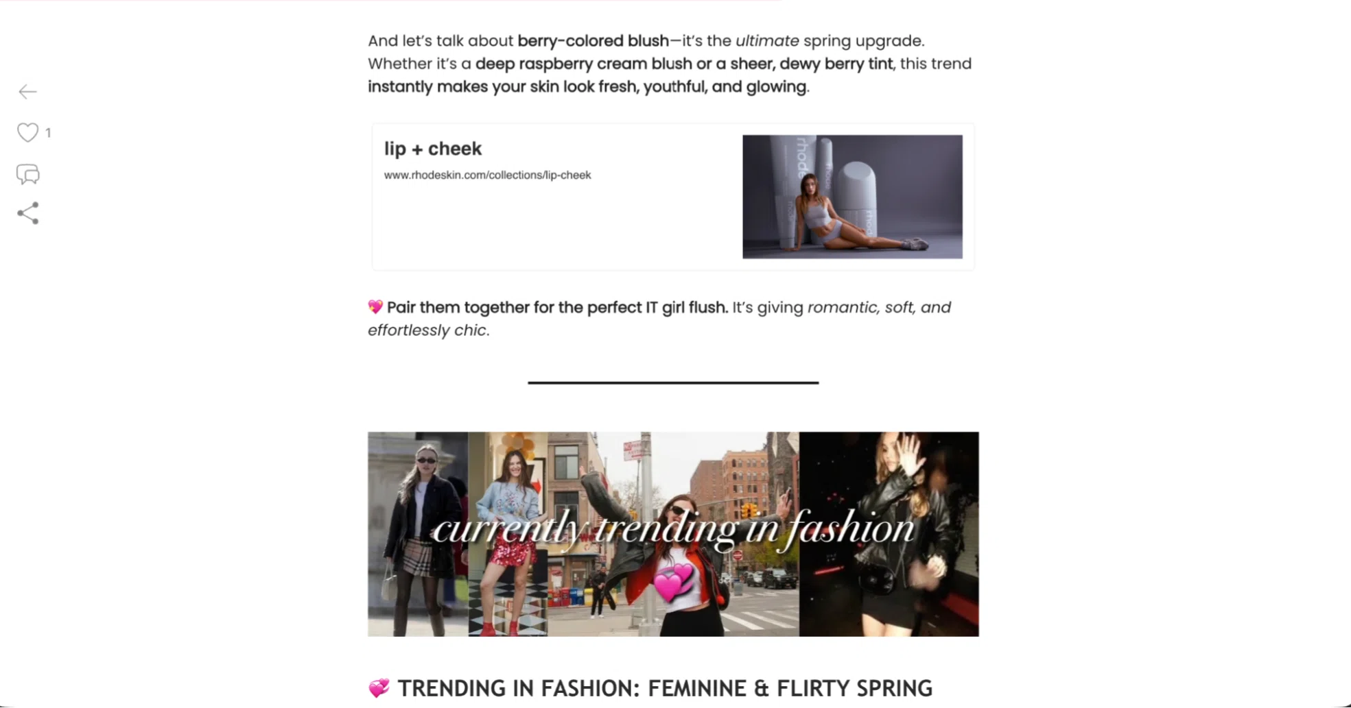 A collage of women modeling spring outfits in various outdoor urban settings, with the text "currently trending in fashion" overlaid.