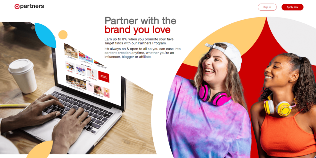 Target affiliate program signup page