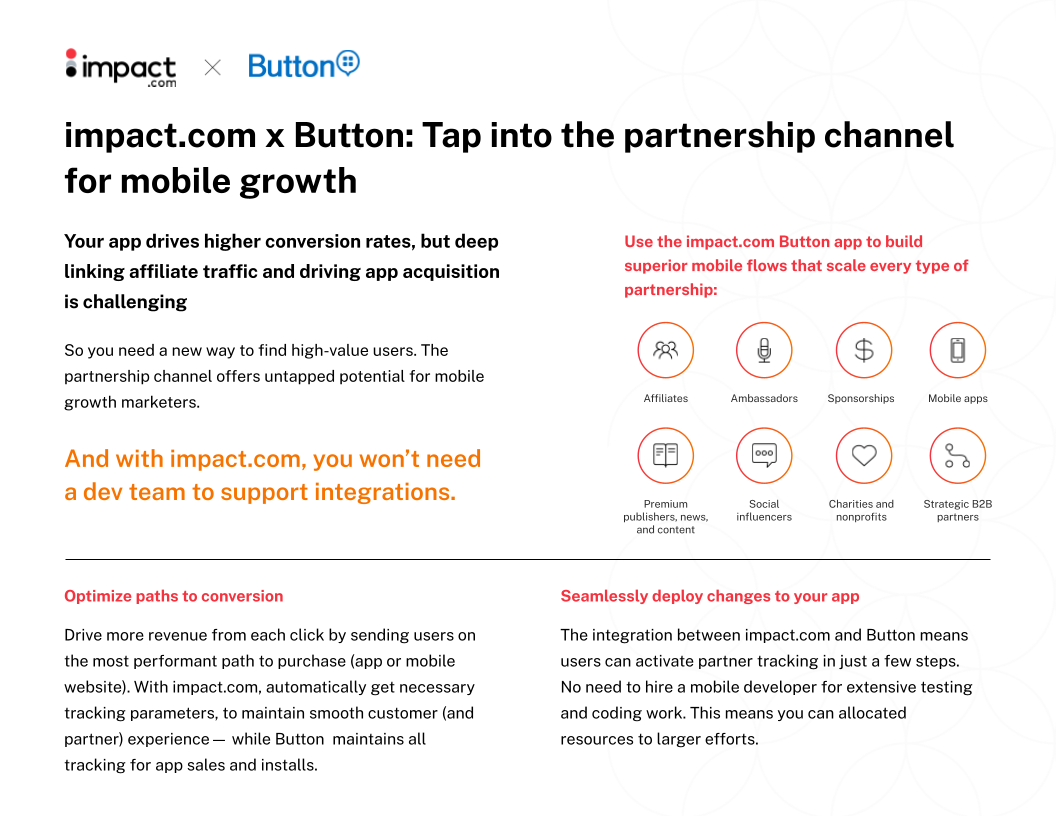 impact.com x Button integration One Sheet