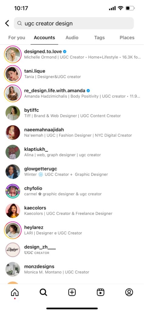 Ugc creator design instagram search 