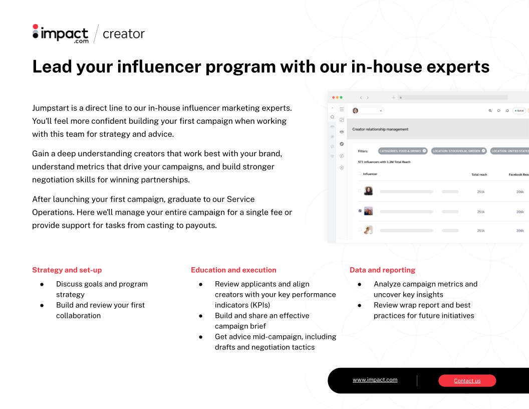 impact.com creator Jumpstart one sheet