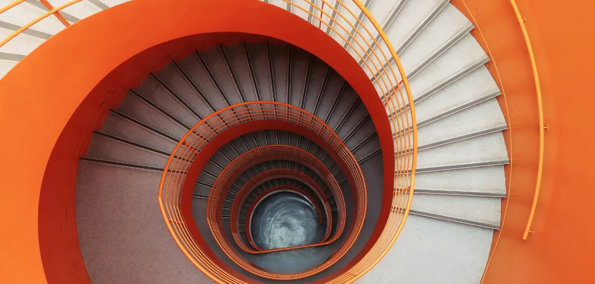 orange stairs showcasing growth