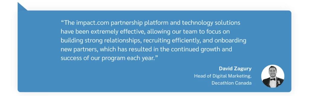 A quote by David Zagury focusing on the impact.com partnership platform 