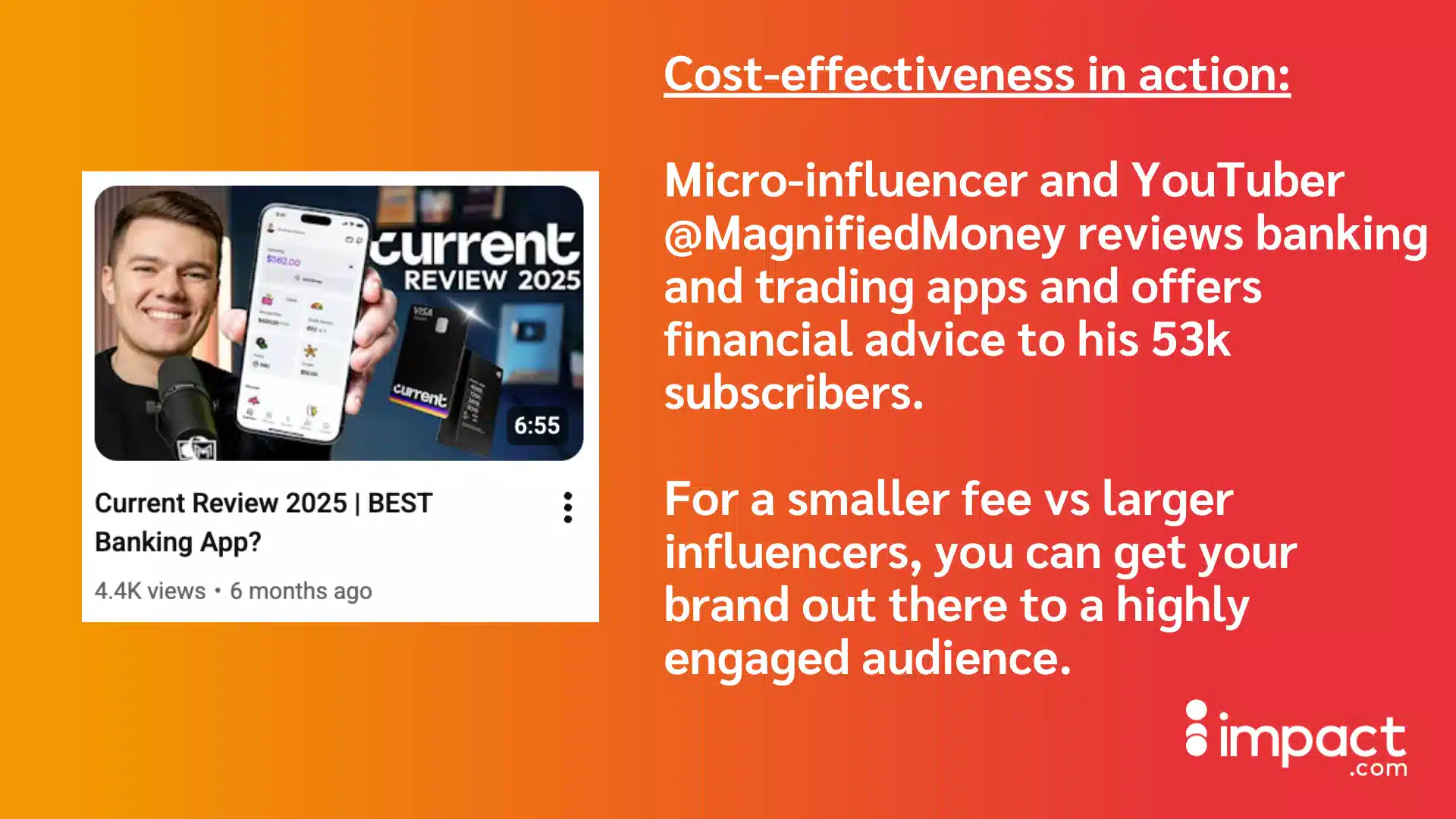 A YouTuber reviews a banking app on his channel, showcasing its features on a smartphone, with engagement stats displayed.