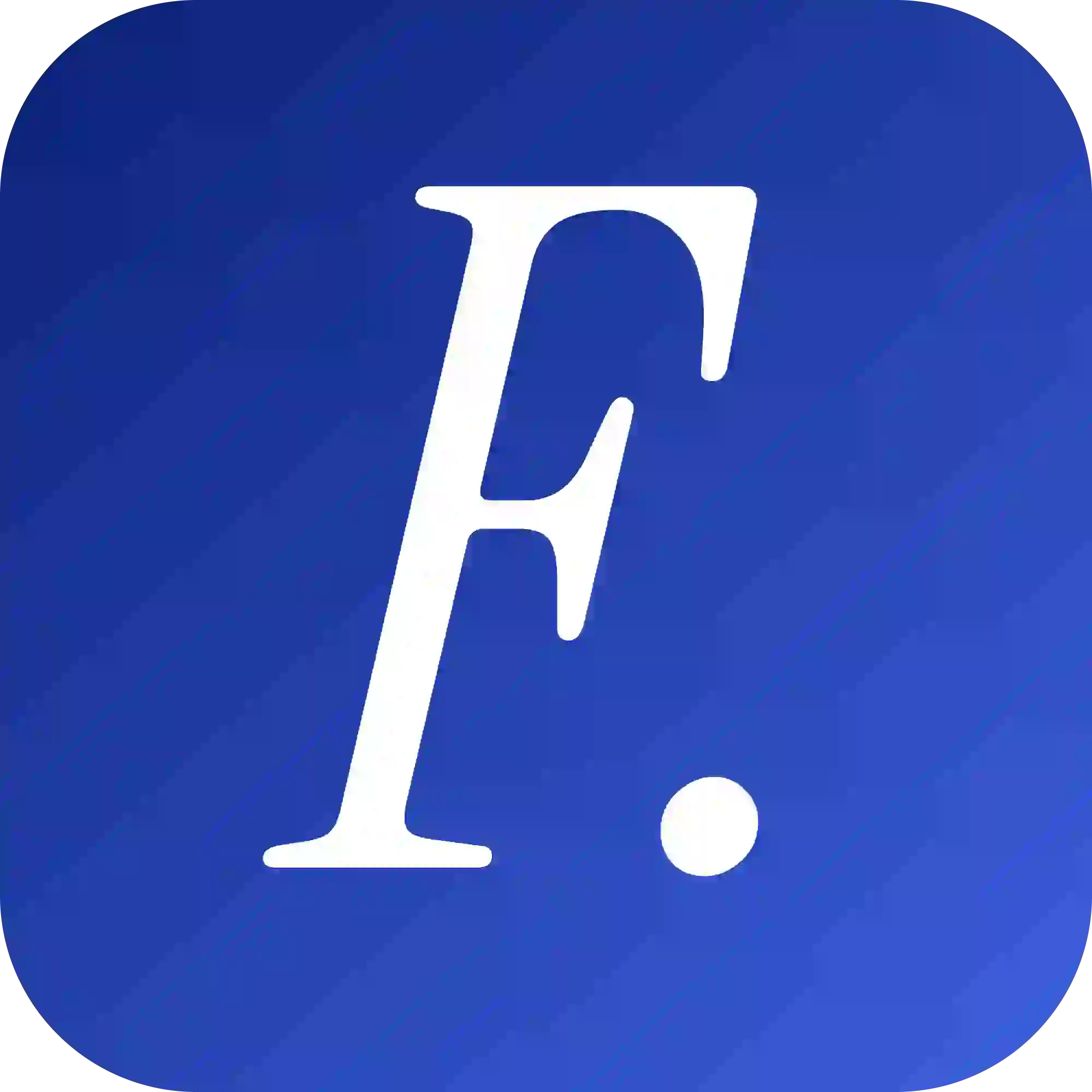 Stylized letter "F" in white against a gradient blue background, representing a modern app icon.