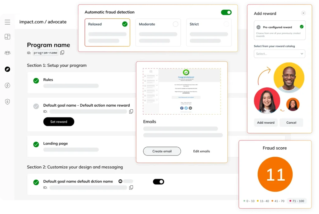 Dashboard screenshot illustrating multiple available options for user interaction and settings.