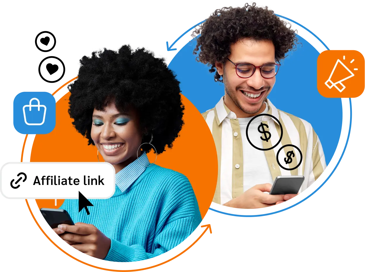 A graphic with the words "Affiliate Link" and multiple dollar signs, likely representing a financial benefit associated with affiliate marketing