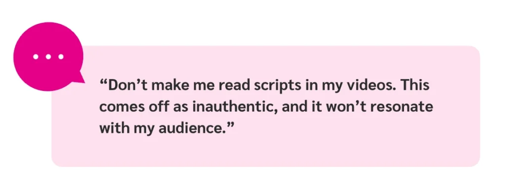 A creator emphasizes authenticity in videos, stating they do not engage in script readings or recreate experiences with viewers.