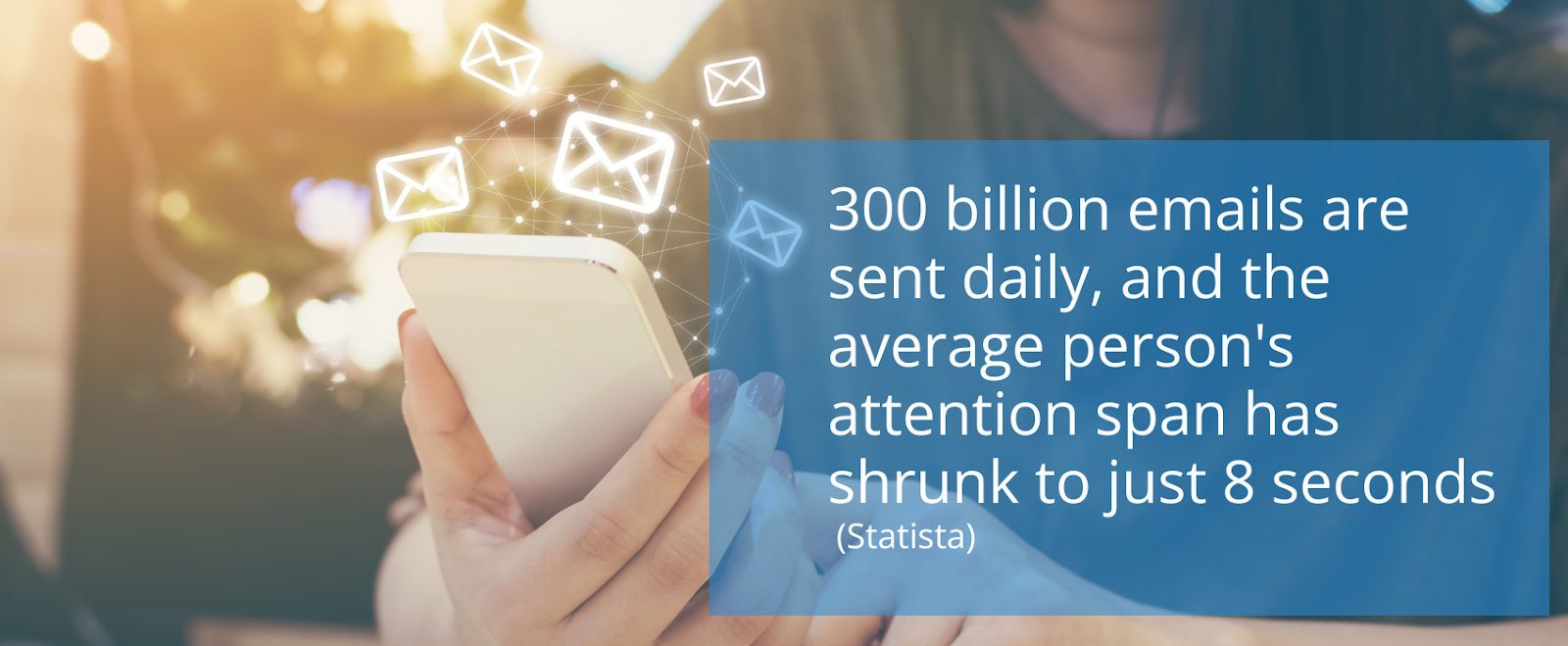 daily dispatch of 300 billion emails, highlighting the fleeting 2-second attention span of the average person.