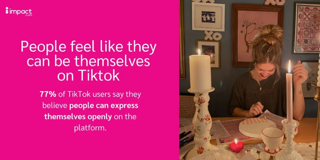 A diverse group of individuals expressing themselves freely and joyfully while creating content on TikTok.