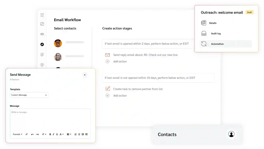 An email application interface displaying a contact form for user inquiries and communication.