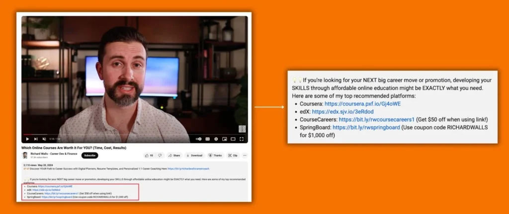 A video displayed on an orange background, featuring Richard Walls as the central focus of the content.