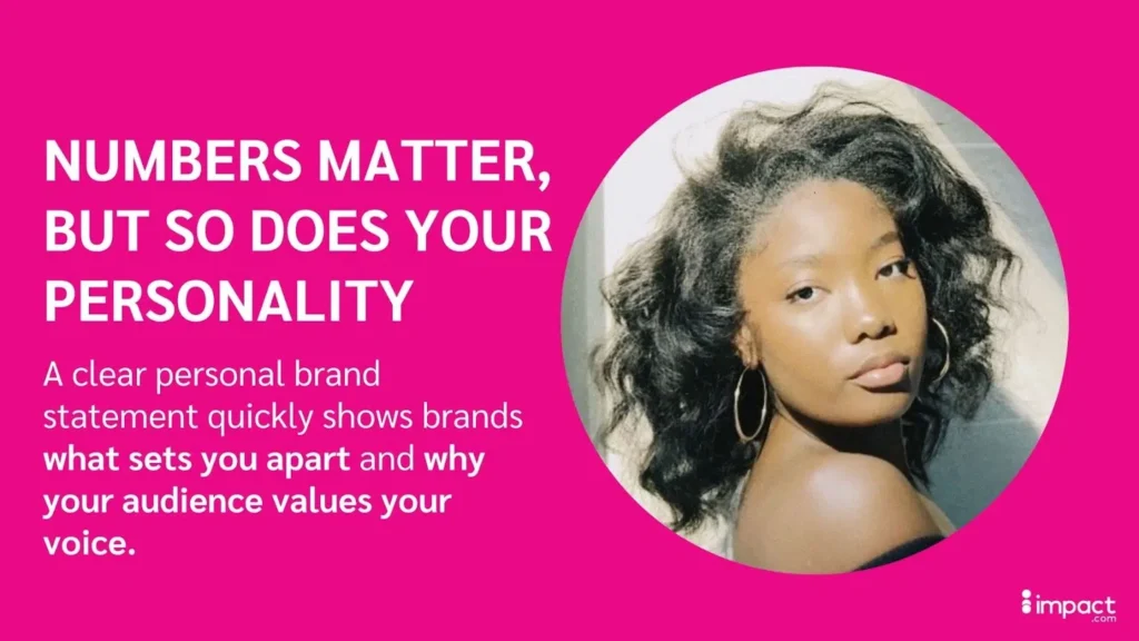 Promotional image with magenta background and text about the importance of personality in branding.