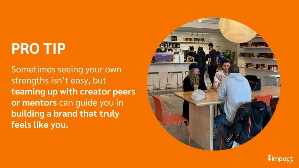 Graphic with text "PRO TIP" over image of people at a cafe with orange design element.