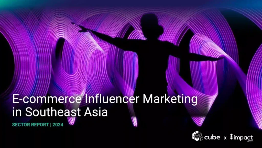 Silhouette of a person with arms outstretched, surrounded by vibrant purple waves. Title: "E-commerce Influencer Marketing in Southeast Asia."