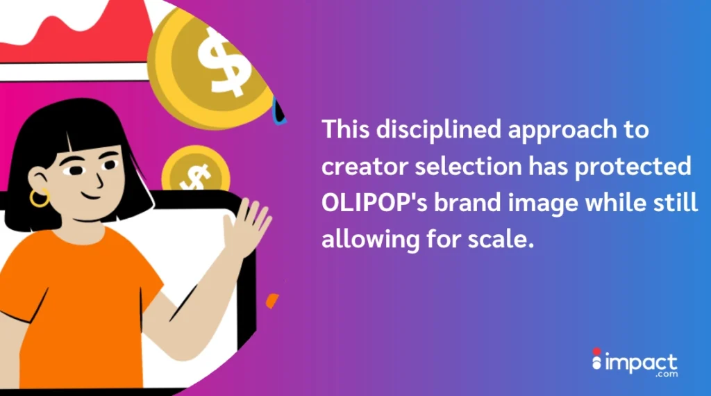 A graphic featuring a person gesturing with dollar signs in the background, illustrating effective brand strategy for OLIPOP.