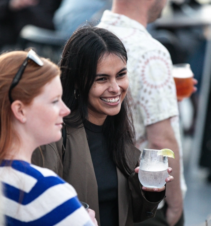 two women in conversation
