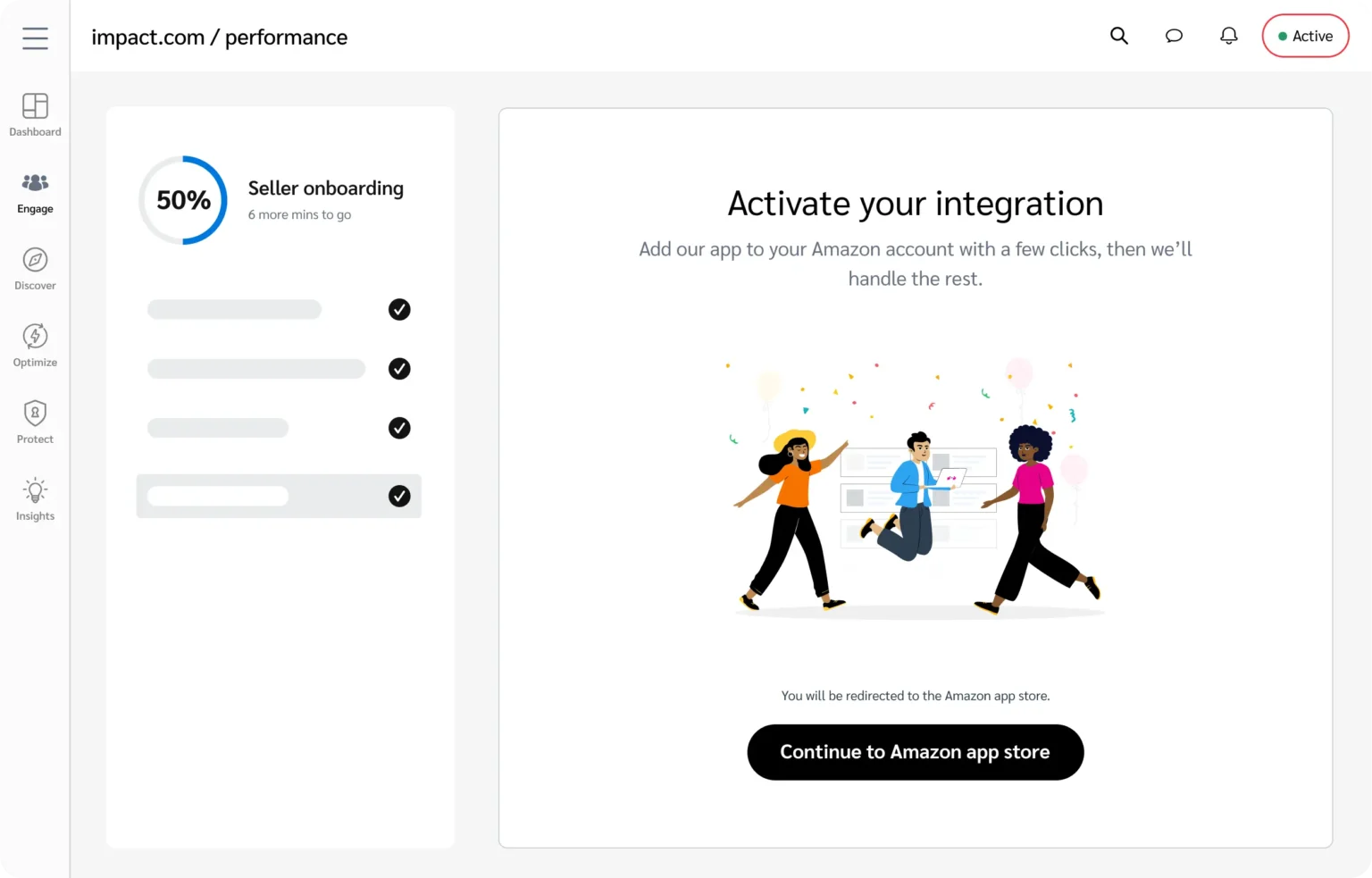 Activate your integration product screen