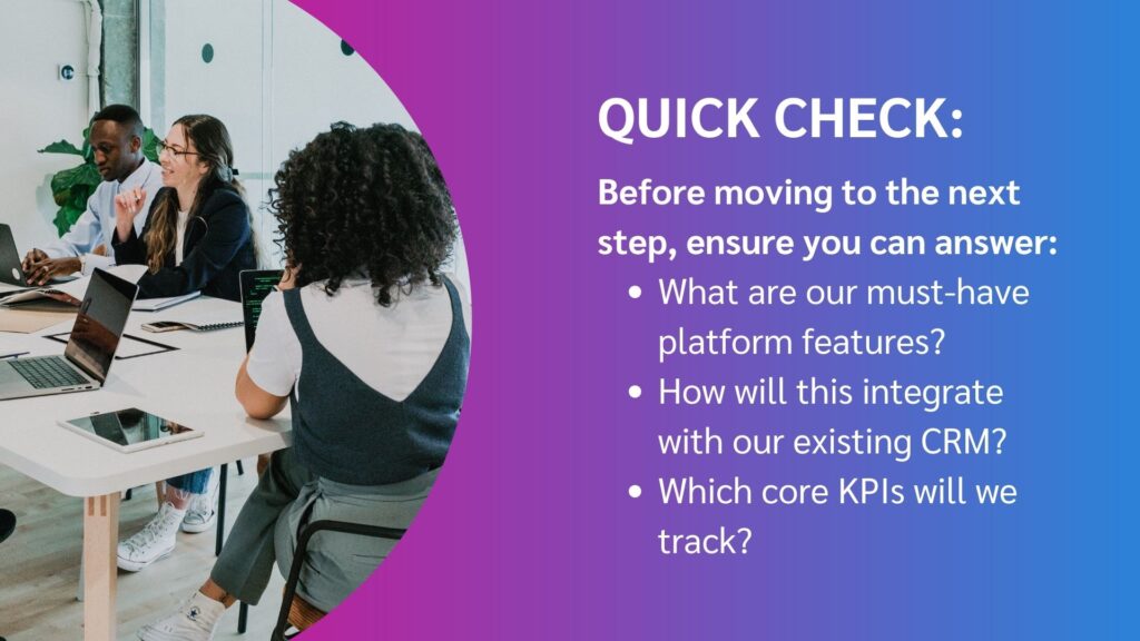Quick check-in prompt encouraging users to confirm readiness before proceeding to the next step.