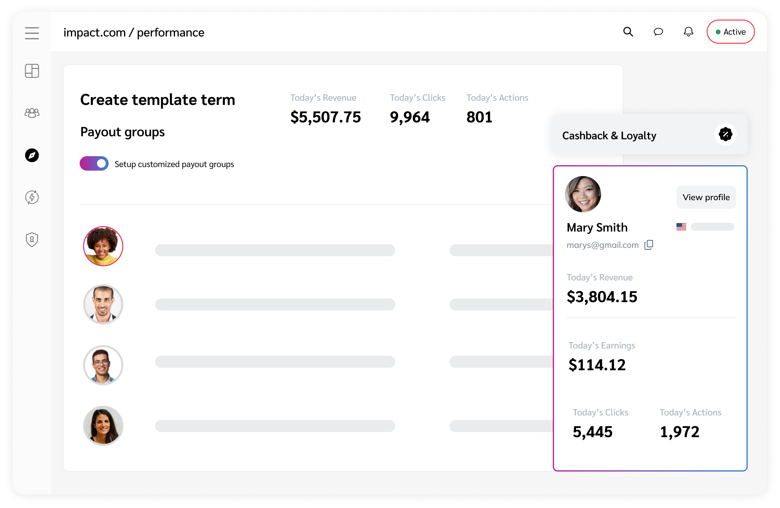 Feature section pay screen