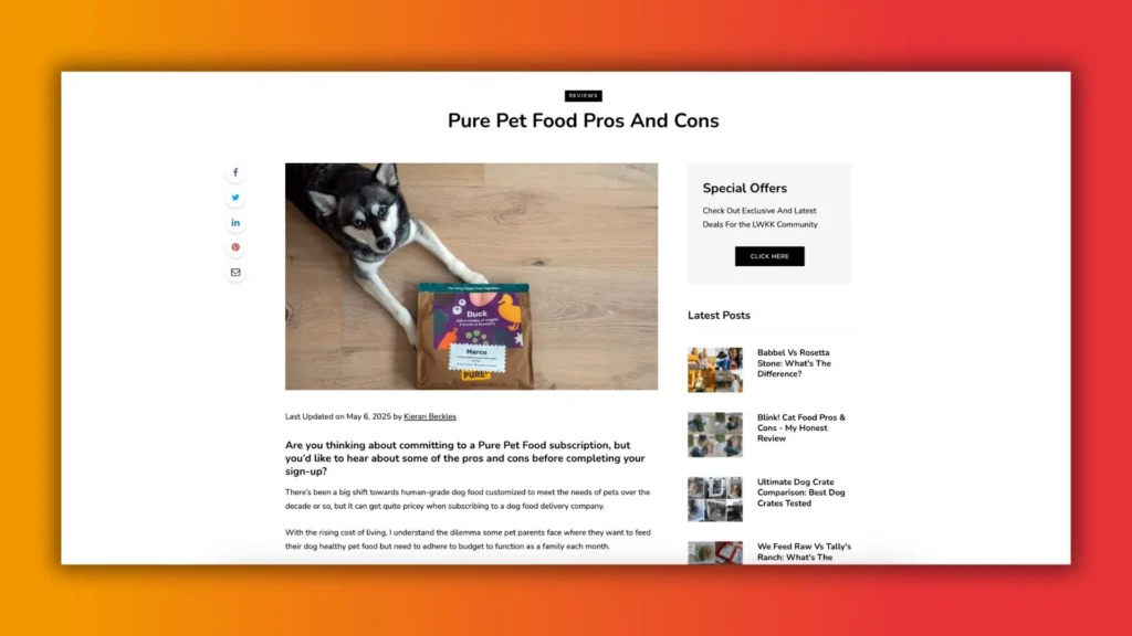 Website homepage featuring a variety of cat food products and nutritional information for pet owners.
