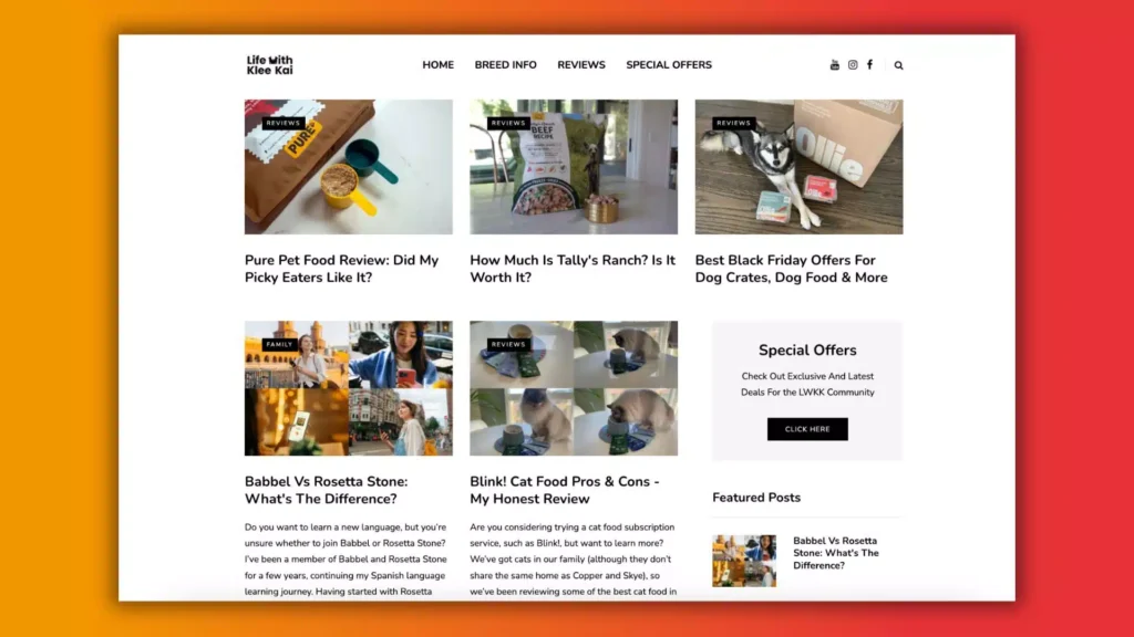 Website design layout showcasing a small business homepage with navigation, images, and branding elements.