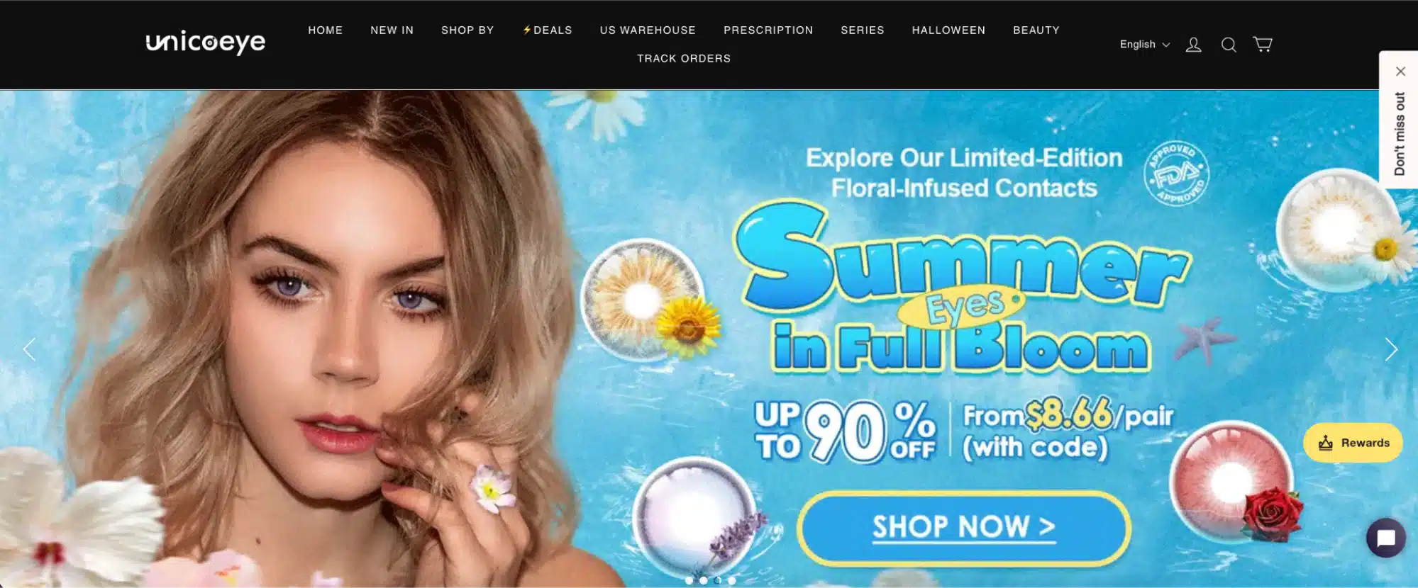 Online store homepage for the company, showcasing products and services available for purchase.