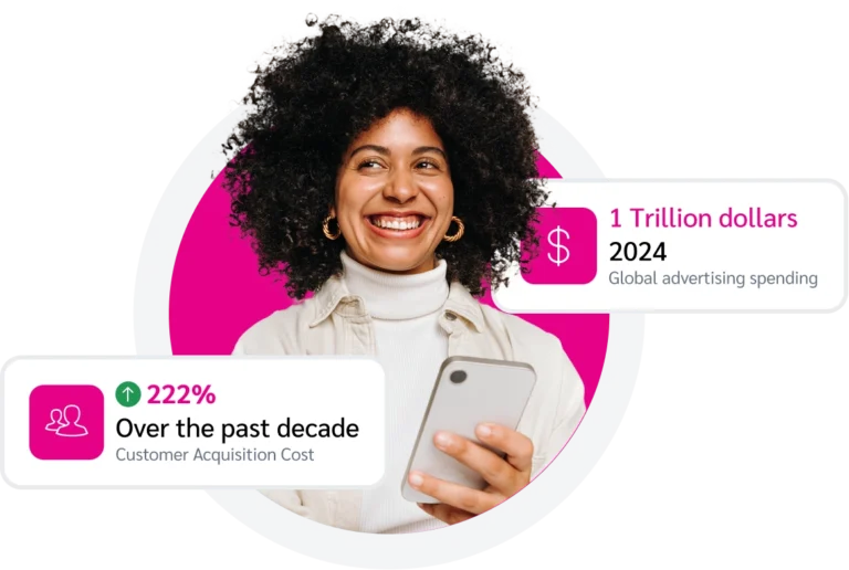 creator smiling with stats around her