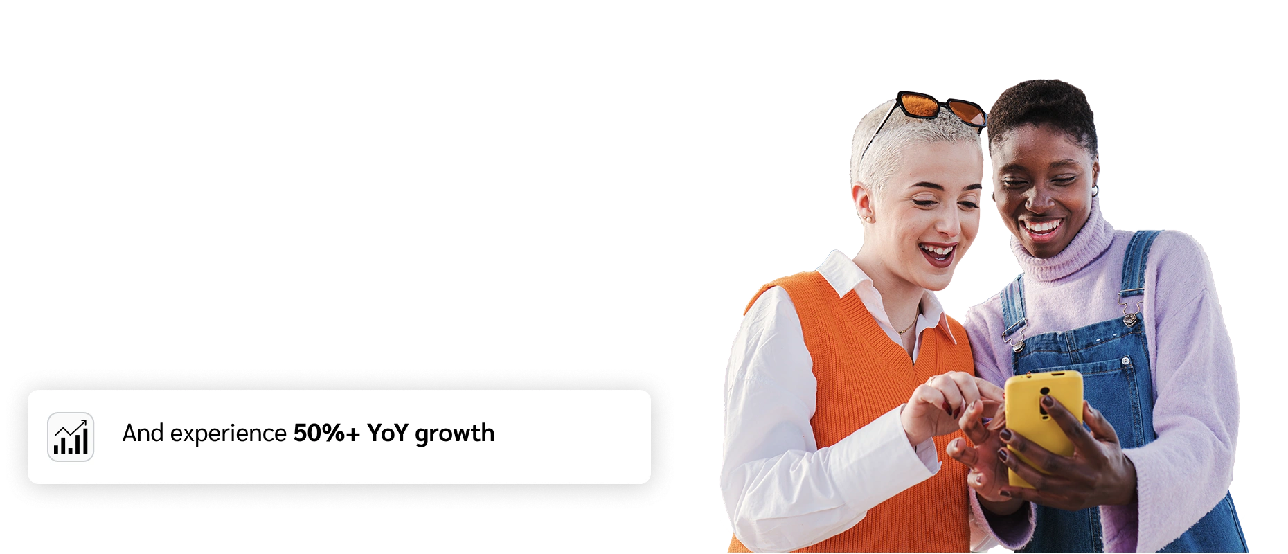 creators smiling, with stat next to them