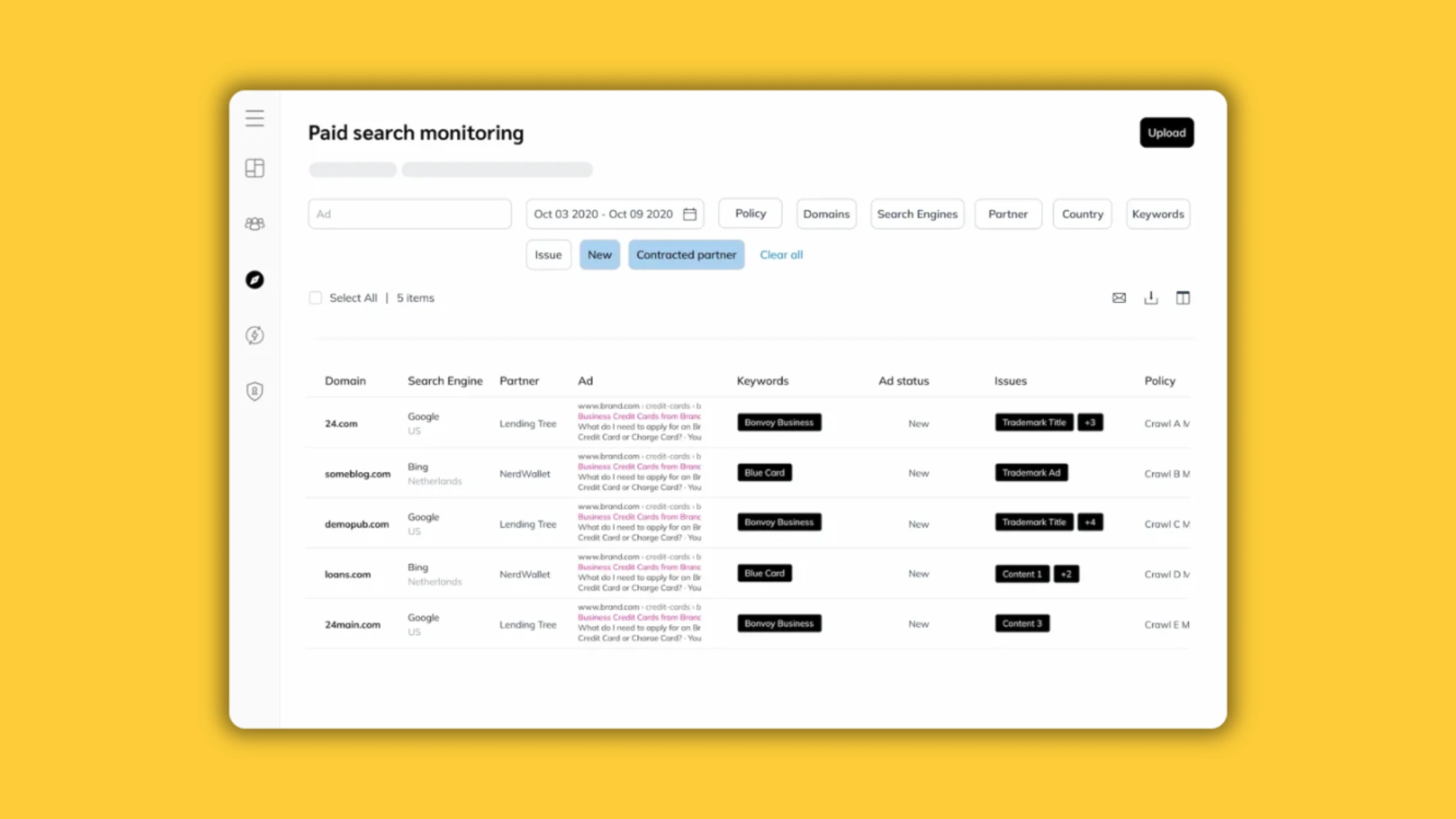A dashboard displaying a list of items, organized for easy navigation and review.