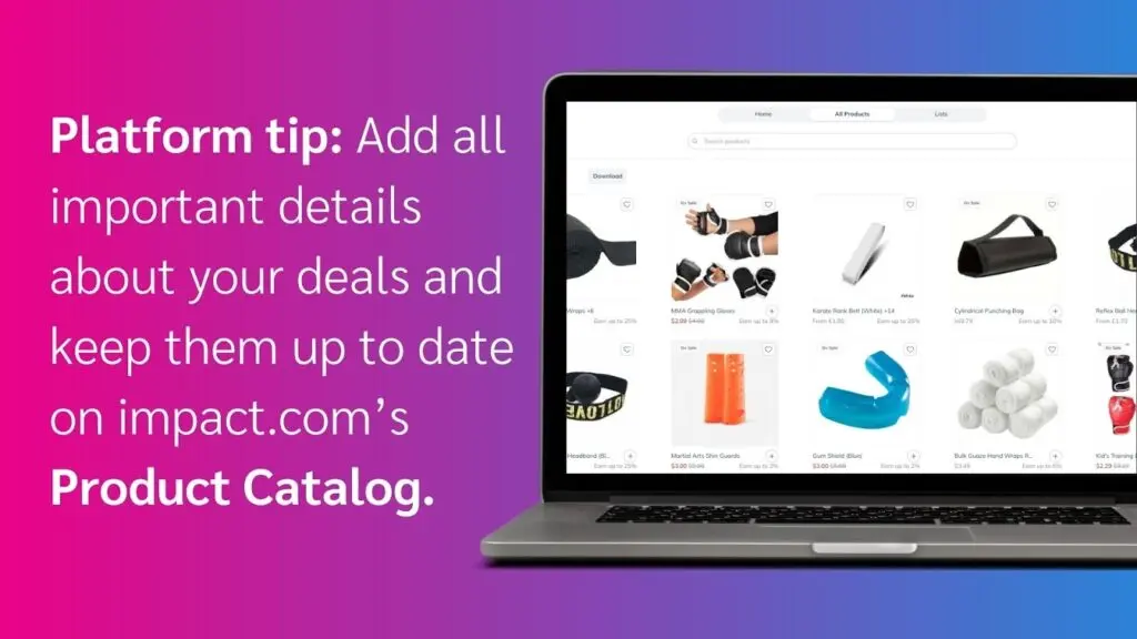 product catalog tip for impact.com