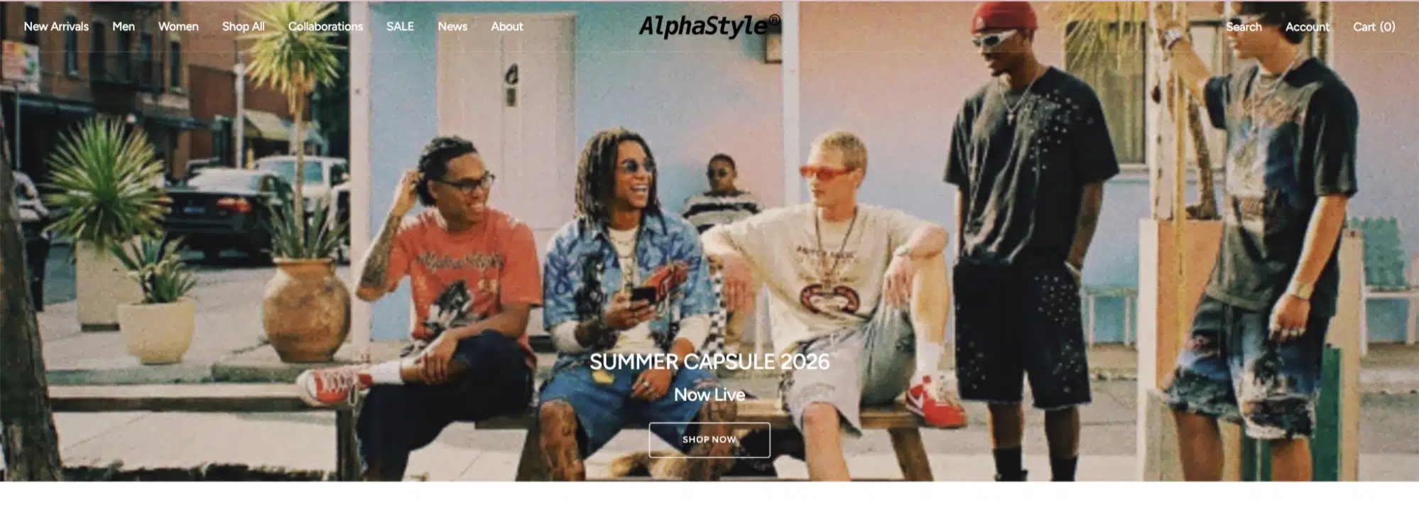 Website design mockup featuring a band, showcasing album art, tour dates, and social media links.