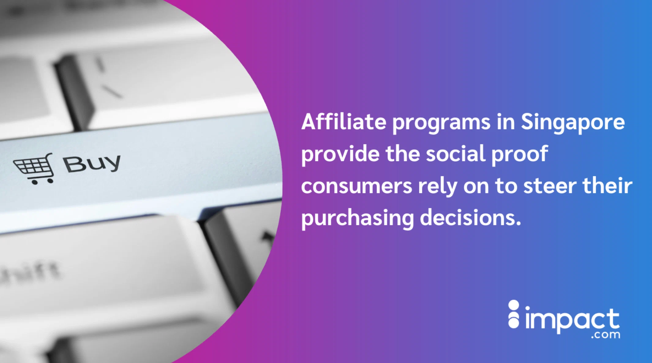 Graphic with shopping cart and text about Singapore affiliate programs providing social proof for purchasing decisions.
